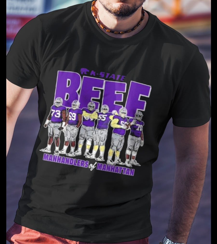 K-State Beef Manhandlers Of Manhattan Football Team Lineup T-Shirt