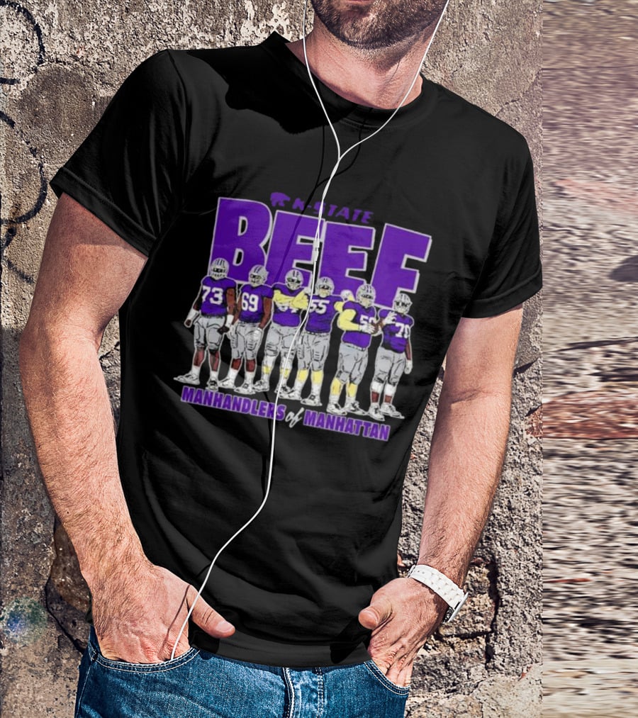K-State Beef Manhandlers Of Manhattan Football Team Lineup T-Shirt