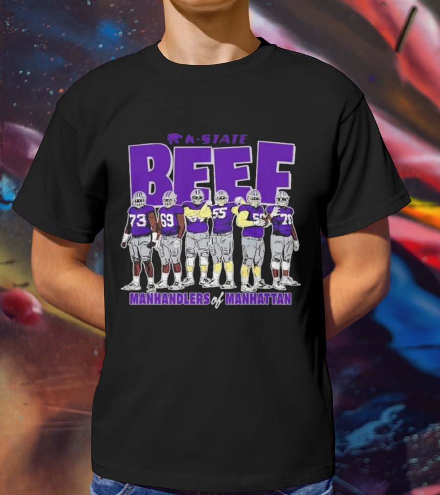 K-State Beef Manhandlers Of Manhattan Football Team Lineup T-Shirt