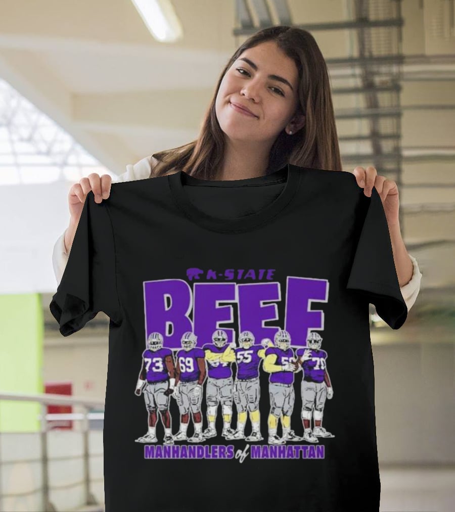 K-State Beef Manhandlers Of Manhattan Football Team Lineup T-Shirt