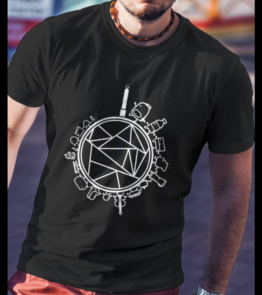 Hfjone Geometric Around The Plane Icons Circling T-Shirt