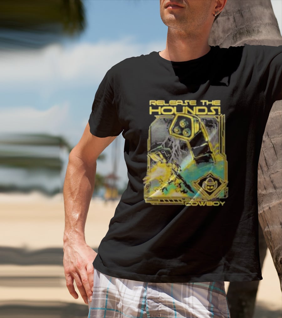 Release The Hounds Cowboy Robot Lightning T-Shirt