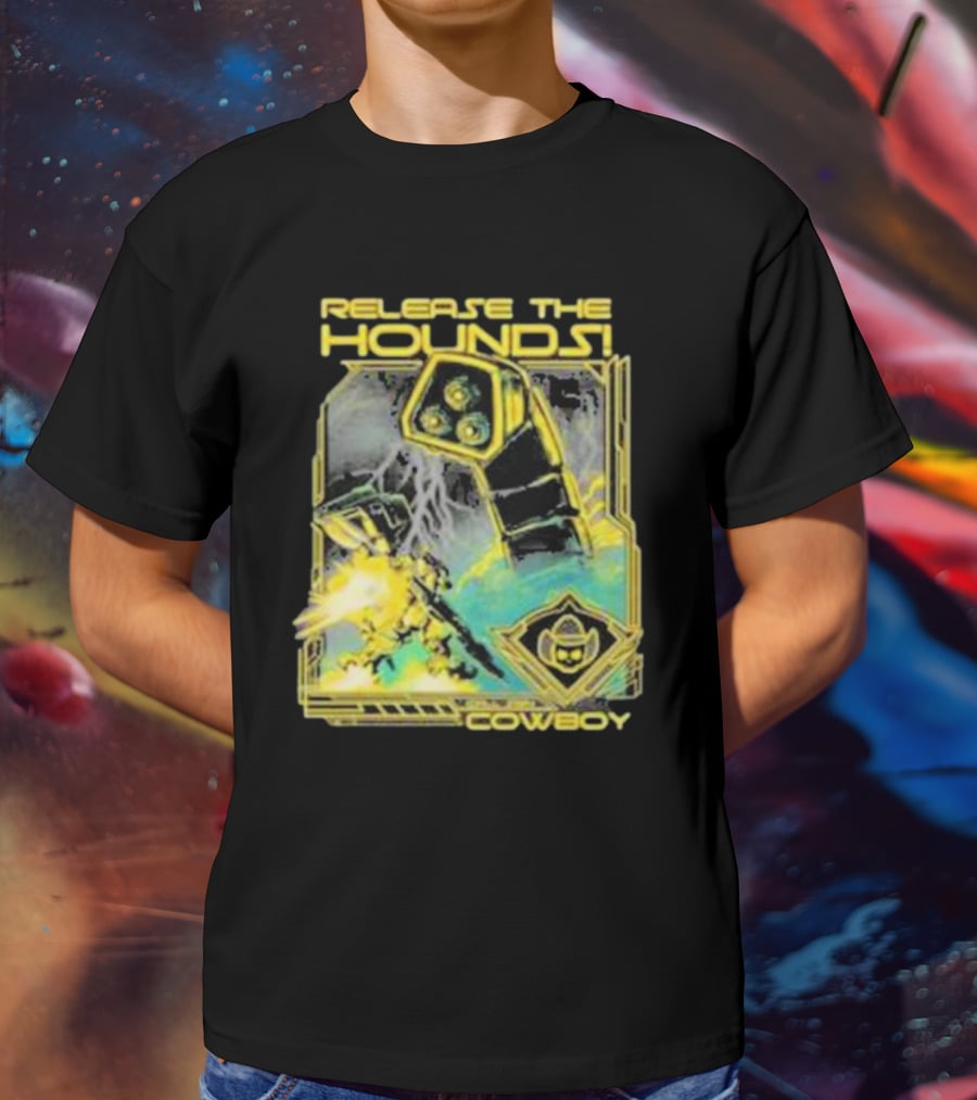 Release The Hounds Cowboy Robot Lightning T-Shirt