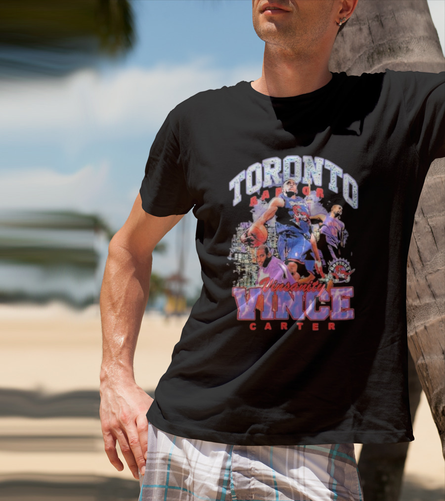 Toronto Raptors Vinsanity Vince Carter Mitchell And Ness Hardwood Classics Bling Concert Player T-Shirt