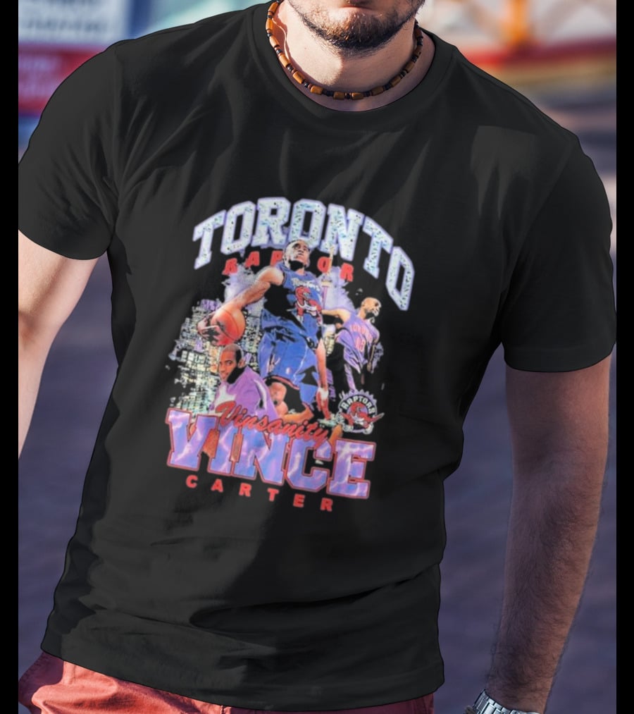 Toronto Raptors Vinsanity Vince Carter Mitchell And Ness Hardwood Classics Bling Concert Player T-Shirt