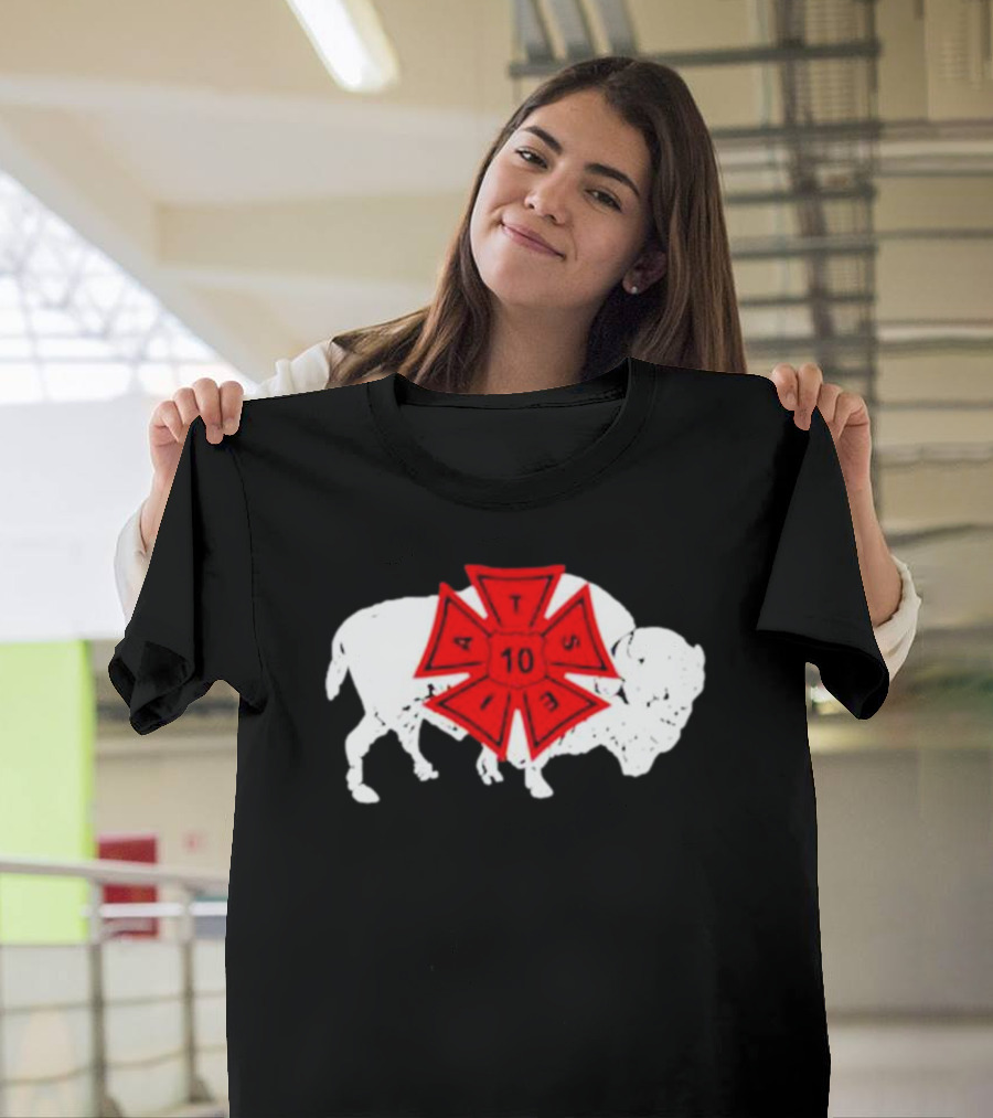 IATSE Local 10 Buffalo NY Union Symbol With Red Crest And White Buffalo T-Shirt