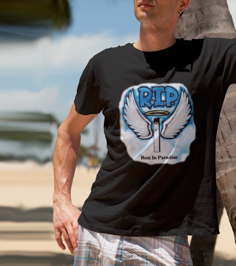 RIP Juul Rest In Paradise Angel Wings Halo Clouds T-Shirt