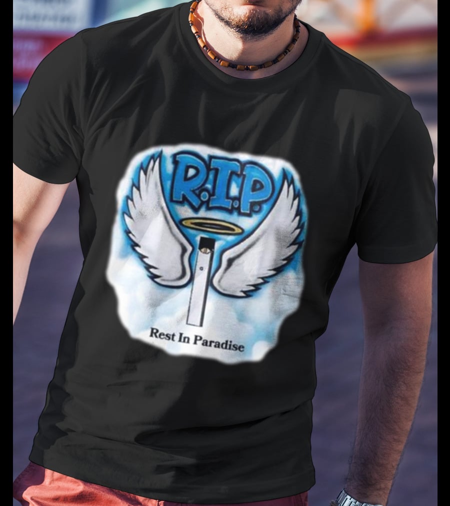 RIP Juul Rest In Paradise Angel Wings Halo Clouds T-Shirt