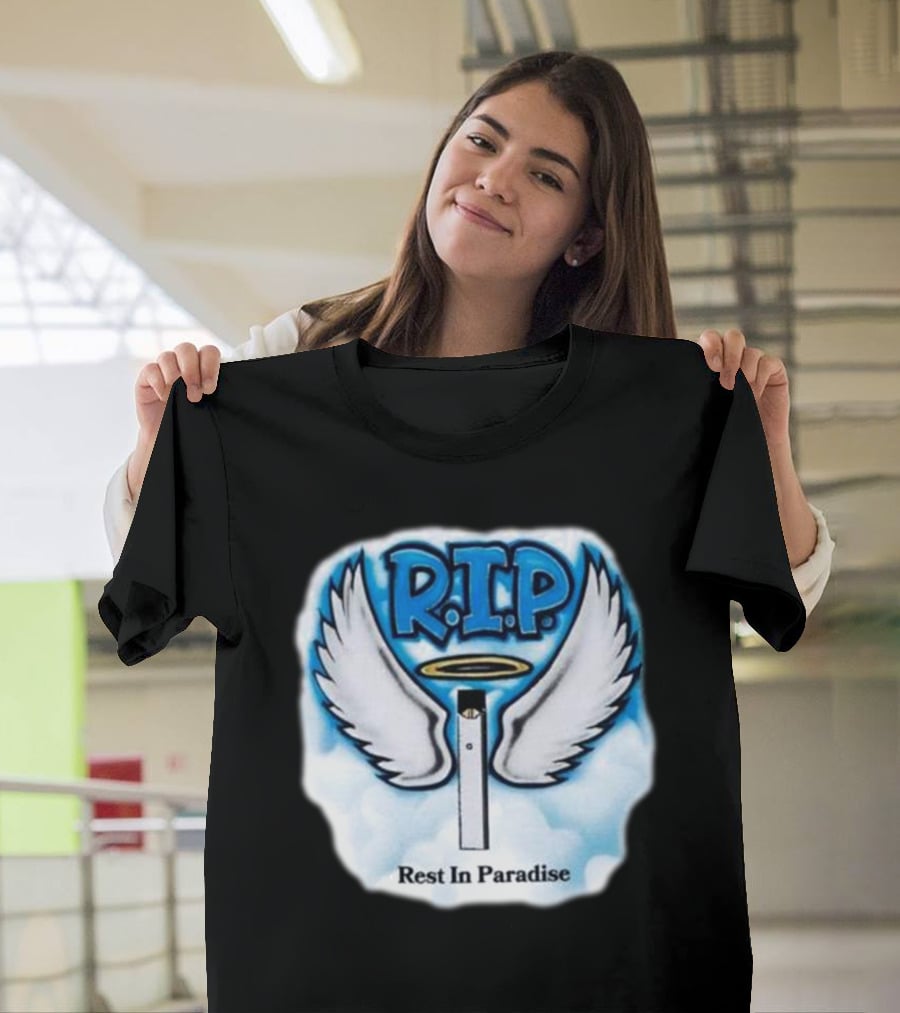 RIP Juul Rest In Paradise Angel Wings Halo Clouds T-Shirt