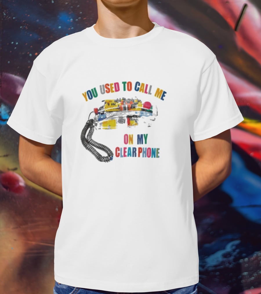 You Used To Call Me On My Clear Phone Rainbow Corded Telephone T-Shirt