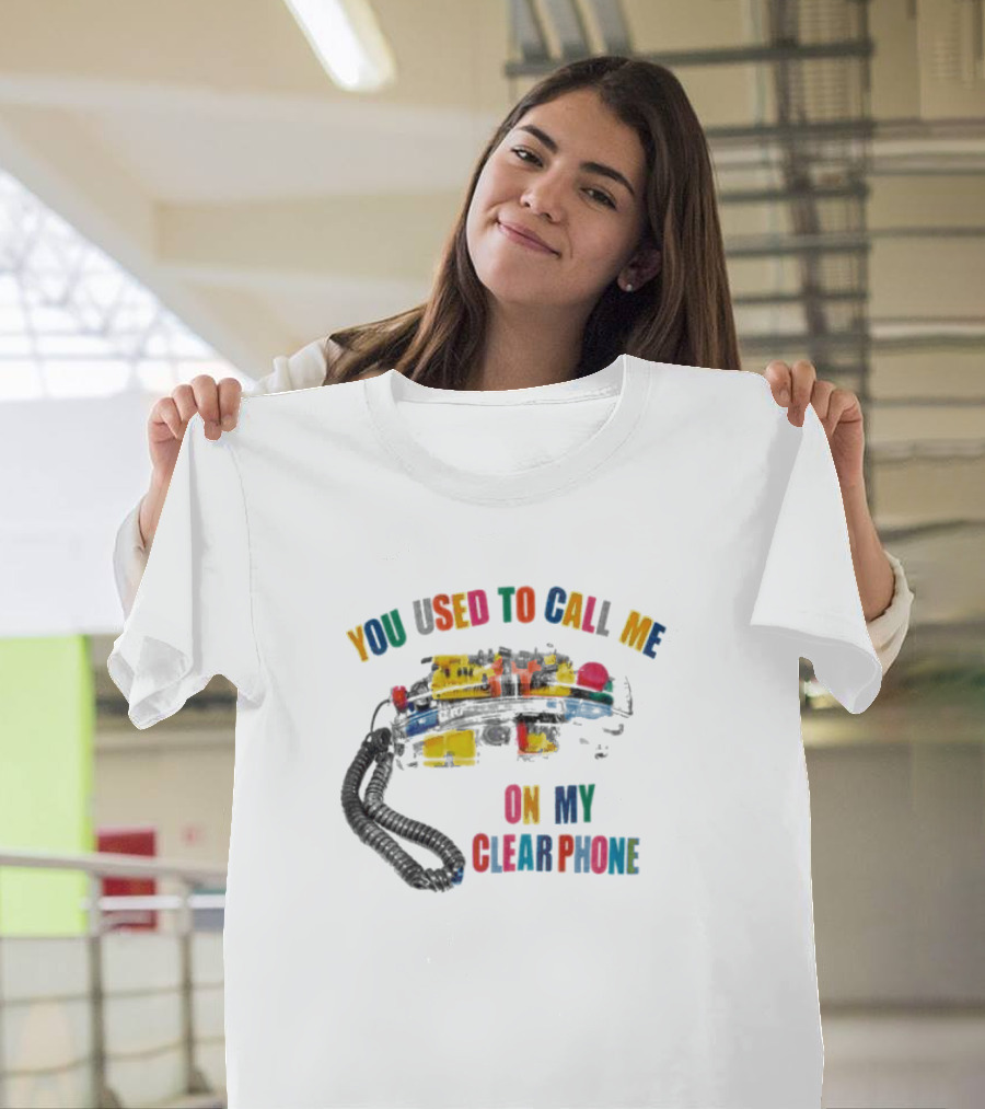 You Used To Call Me On My Clear Phone Rainbow Corded Telephone T-Shirt