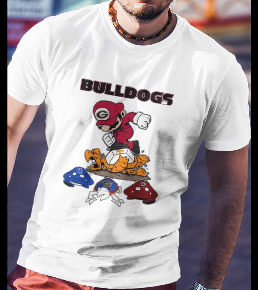 Bulldogs Super Mario Inspired Design With Iconic Gaming Motifs T-Shirt