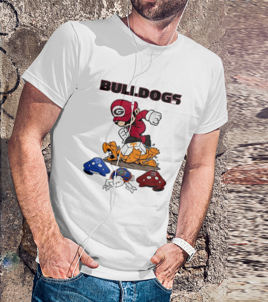 Bulldogs Super Mario Inspired Design With Iconic Gaming Motifs T-Shirt