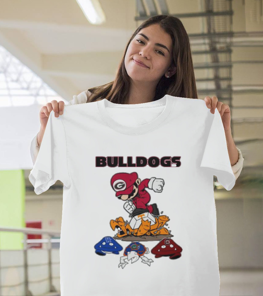 Bulldogs Super Mario Inspired Design With Iconic Gaming Motifs T-Shirt