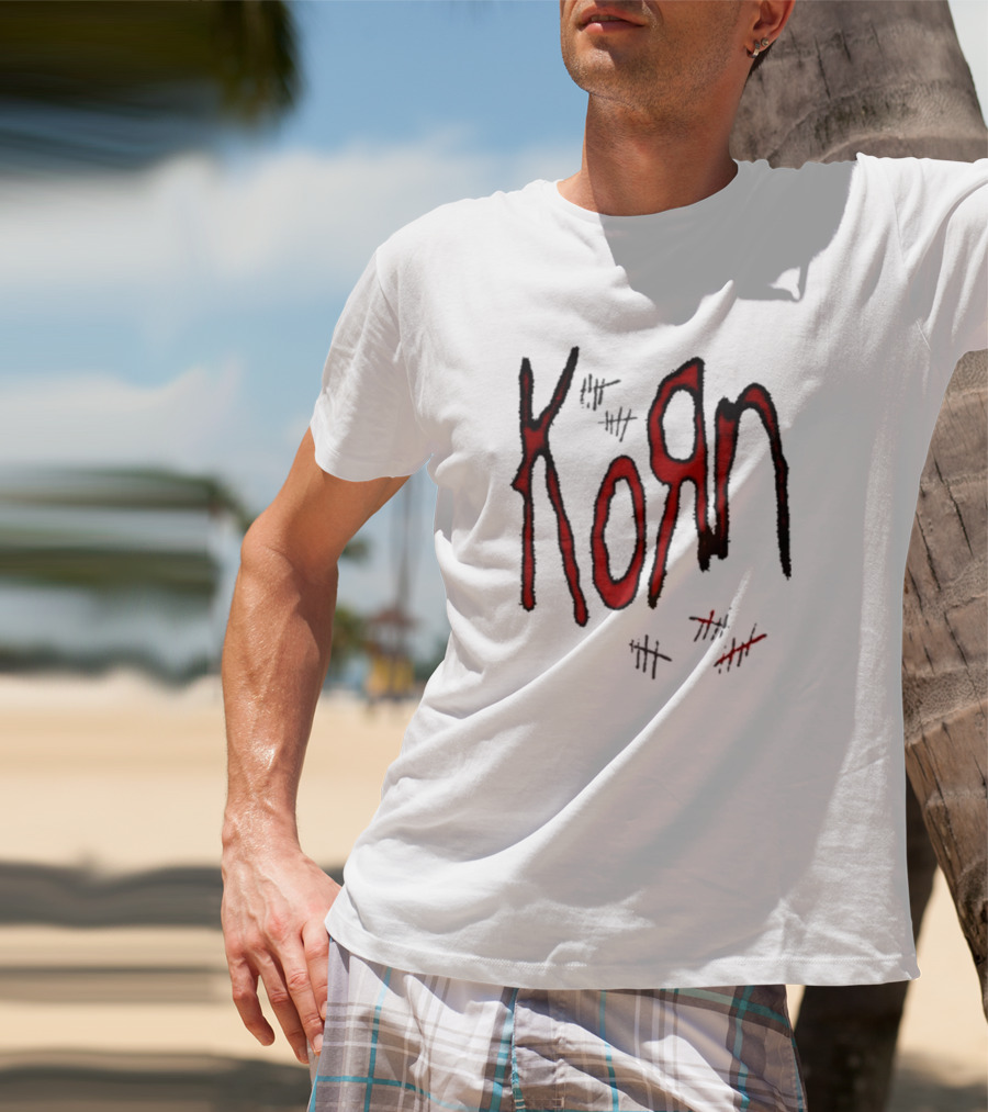 KoЯn Red Logo With Tally Marks T-Shirt