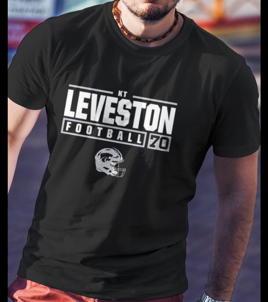 KT Leveston Football 20 K-State Wildcats Helmet T-Shirt