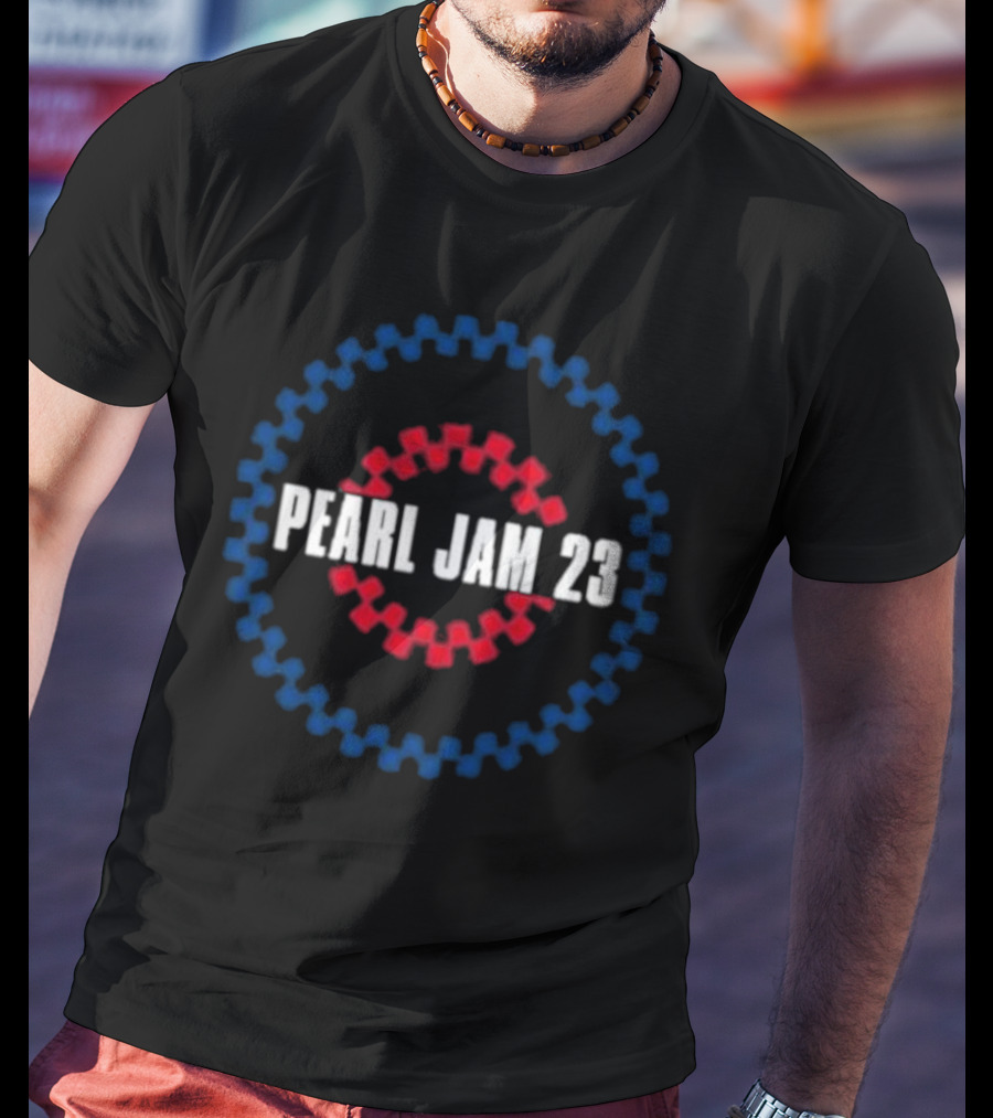 Pearl Jam 23 Blue Red Checkered Circle T-Shirt