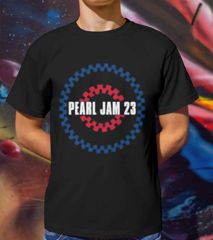 Pearl Jam 23 Blue Red Checkered Circle T-Shirt