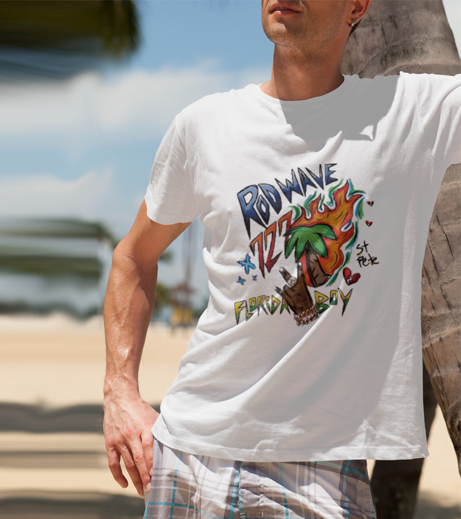 Rod Wave 727 St Pete Florida Boy Palm Tree And Flames T-Shirt