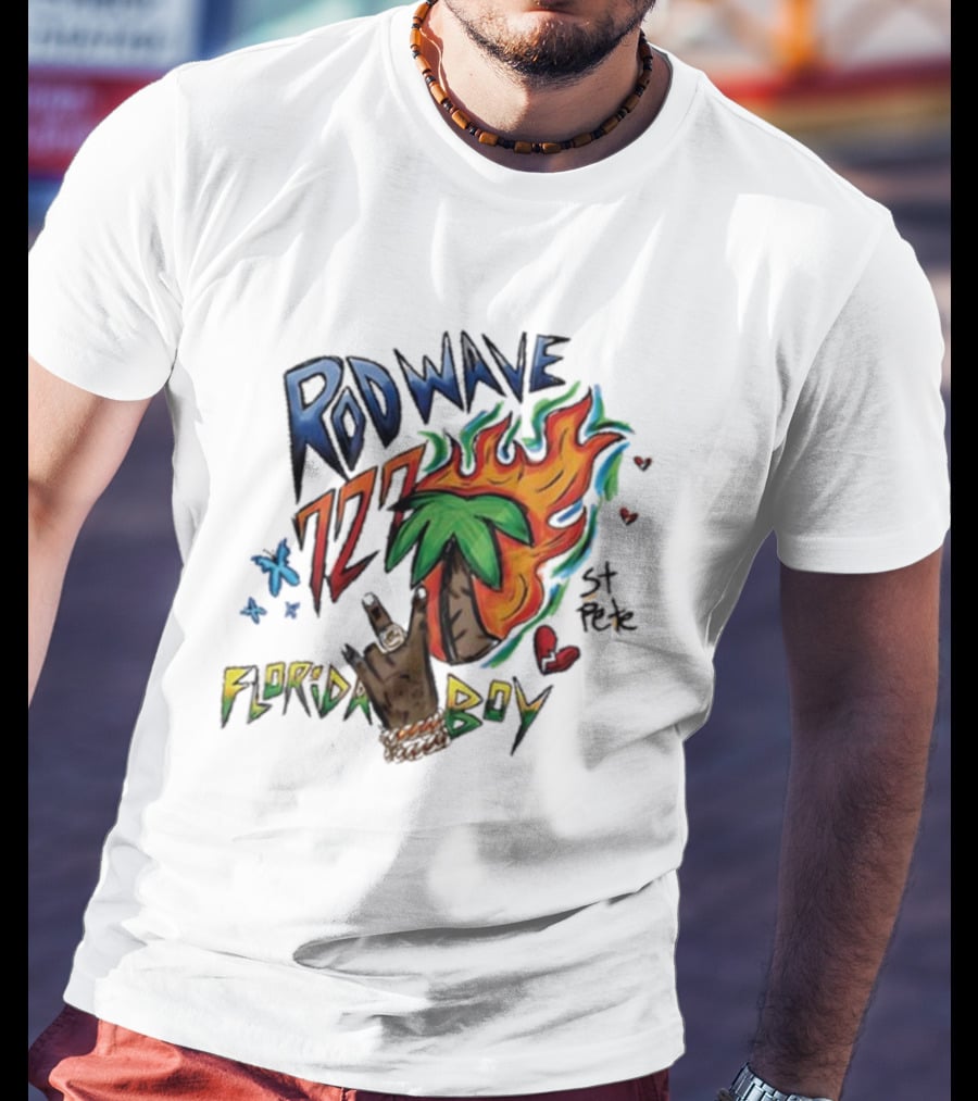 Rod Wave 727 St Pete Florida Boy Palm Tree And Flames T-Shirt