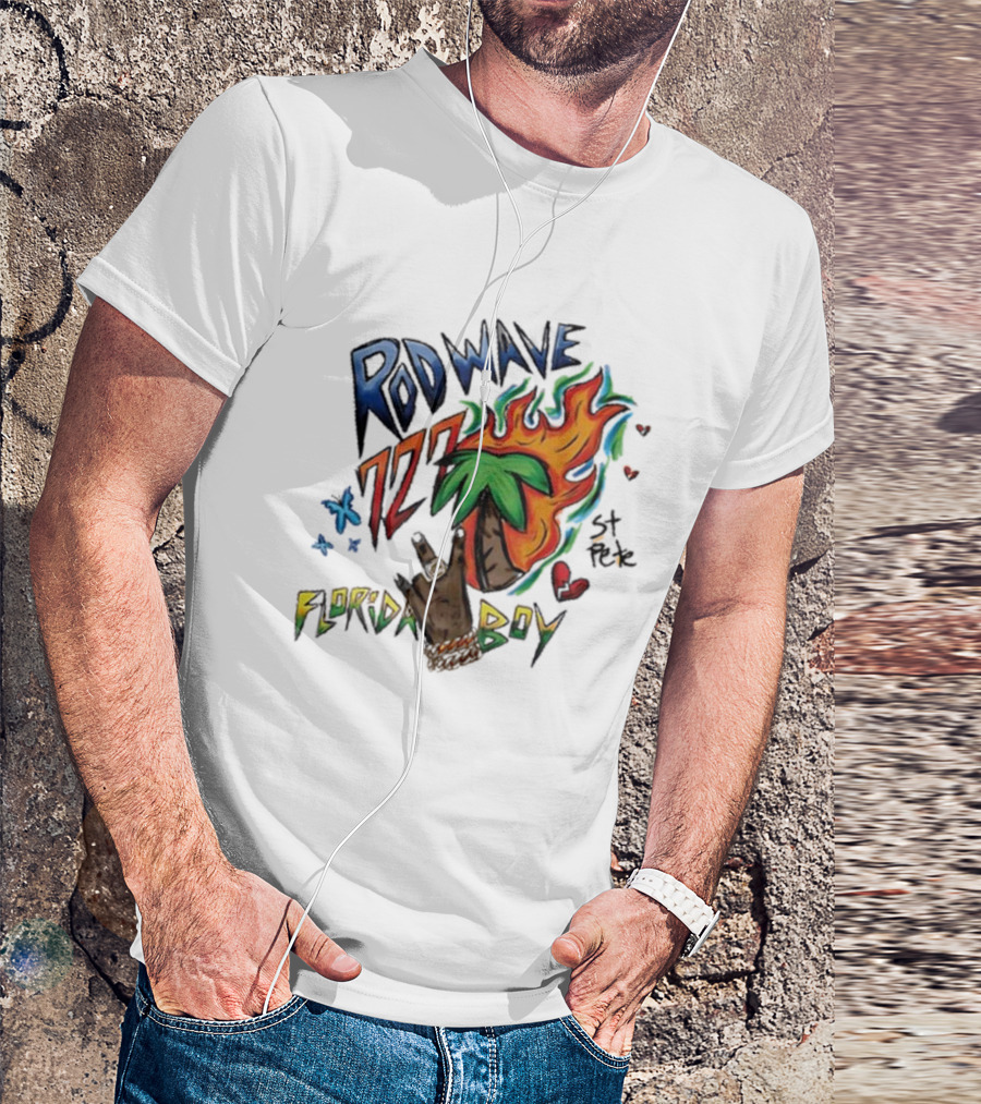 Rod Wave 727 St Pete Florida Boy Palm Tree And Flames T-Shirt