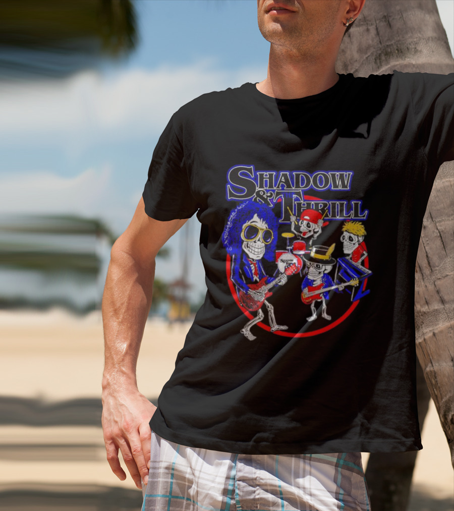 Shadow And Thrill Skeleton Band Rock Performance T-Shirt