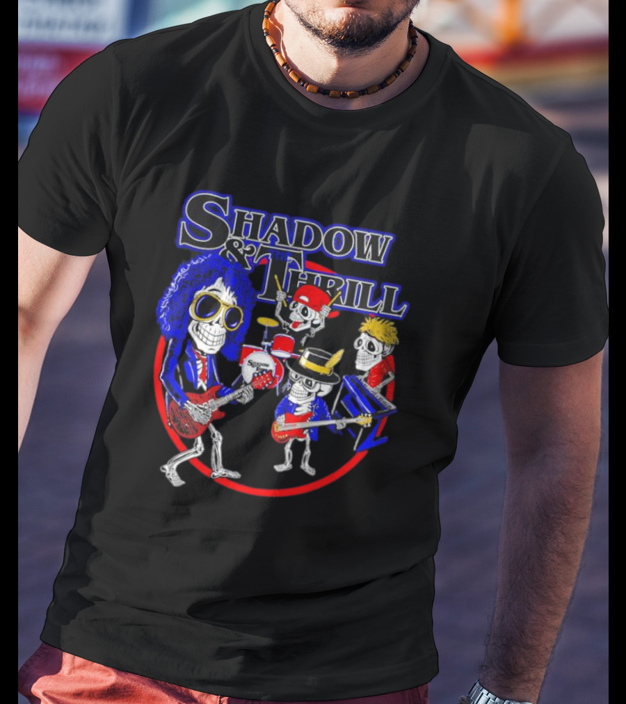 Shadow And Thrill Skeleton Band Rock Performance T-Shirt