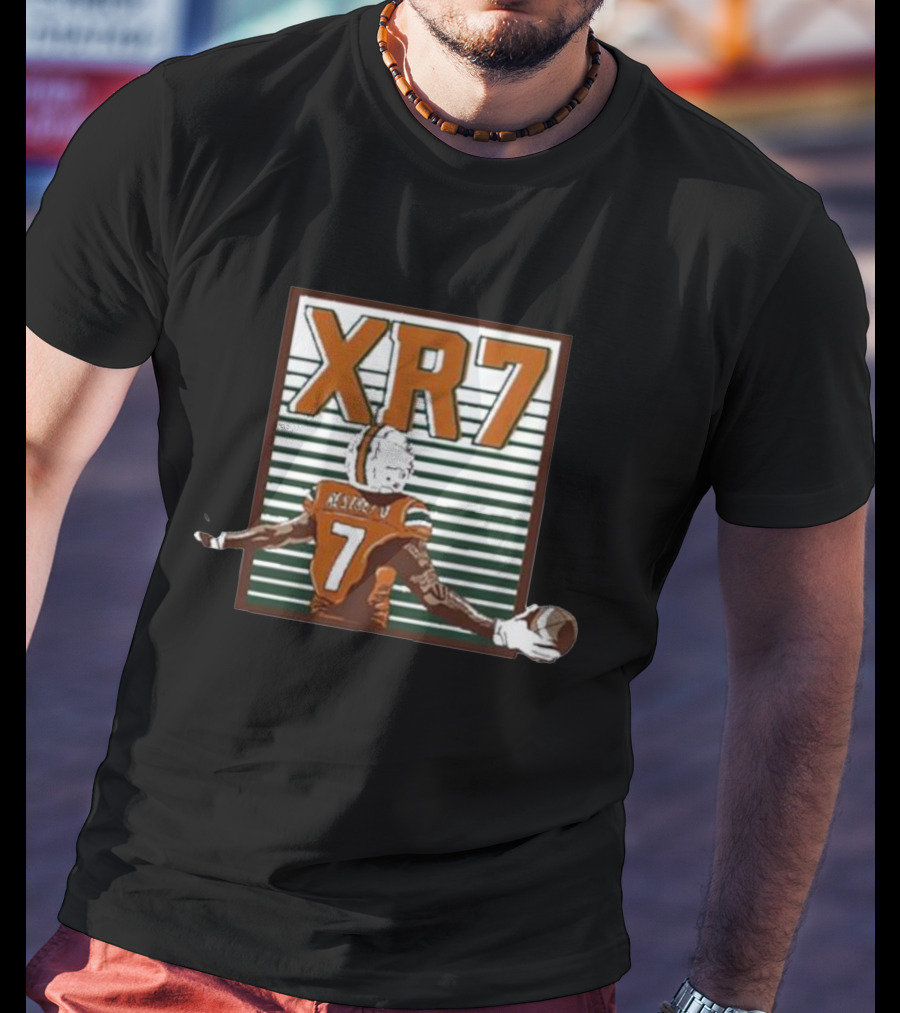 Xavier Restrepo XR7 Football Player With Ball And Stripes T-Shirt
