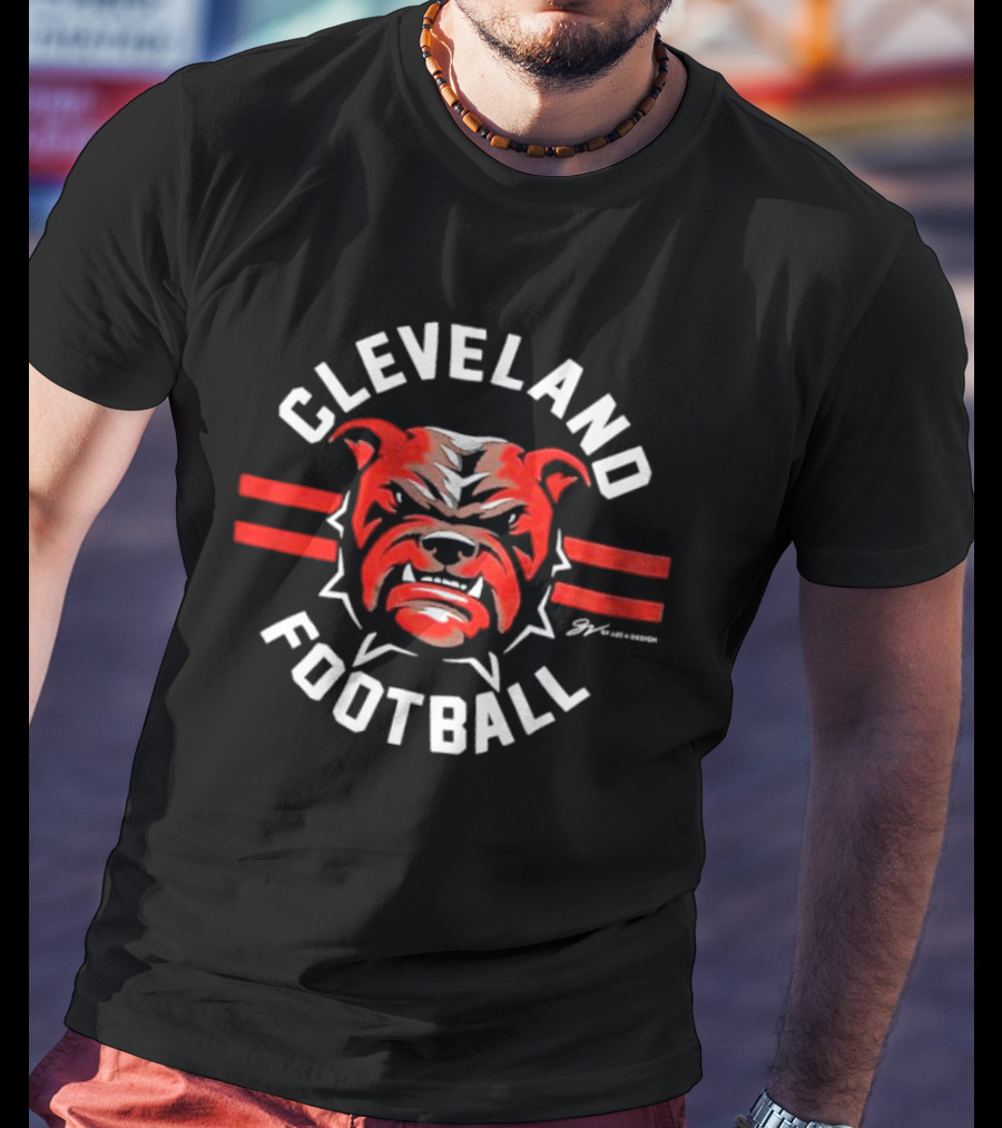 Cleveland Football Dawg Face Circle T-Shirt