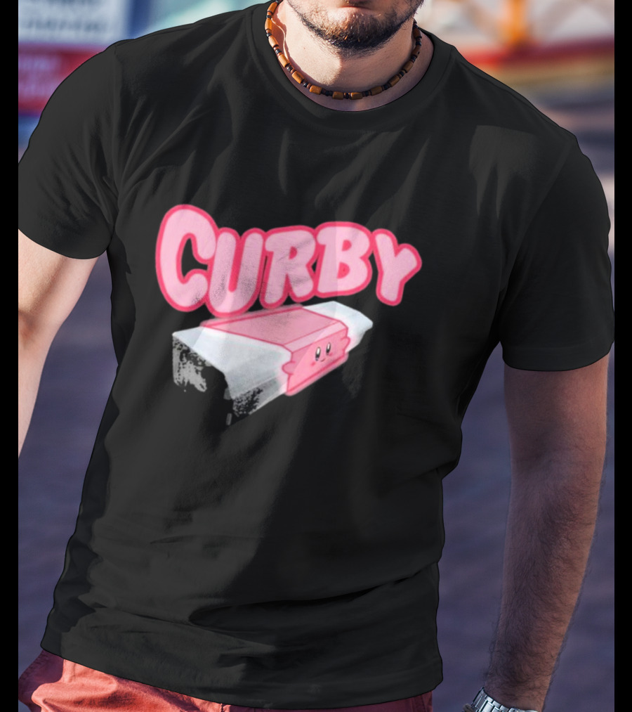 CURBY Pink Brick Character T-Shirt