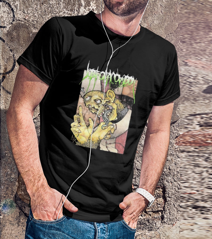 Job For A Cowboy Priest Zombie Graphic With Cross And Rosary T-Shirt