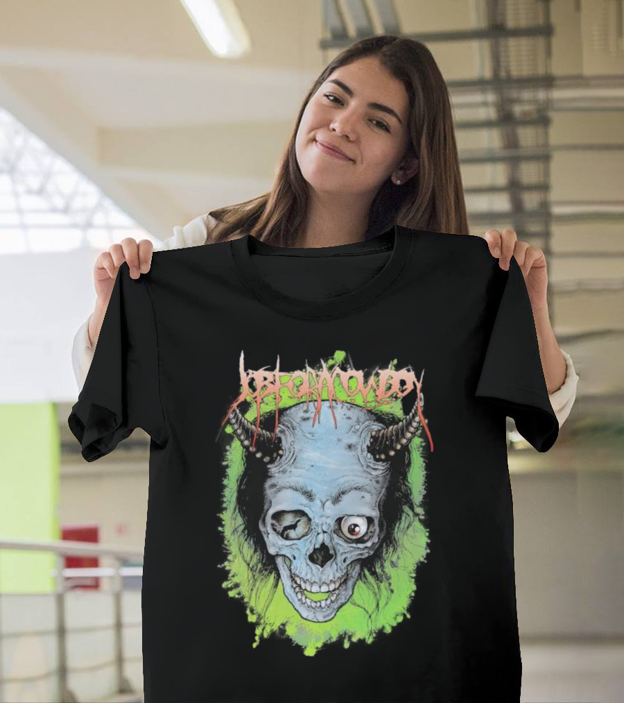 Job For A Cowboy Demon Skull Green Background T-Shirt