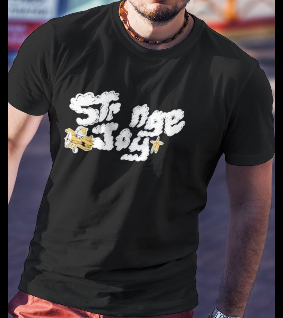 Strange Joy Plane Cloud Letters Star Golden Pilot T-Shirt