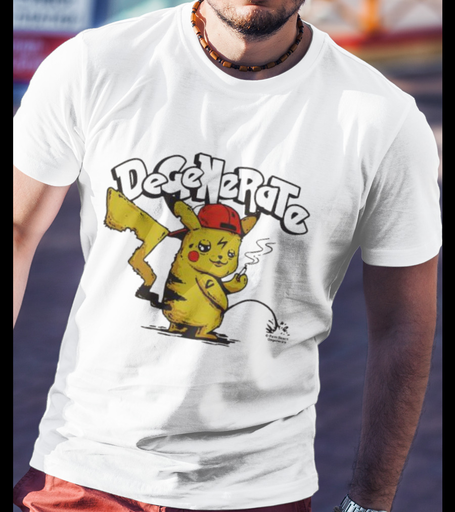 Degenerate Pikachu Smoking With Red Hat T-Shirt