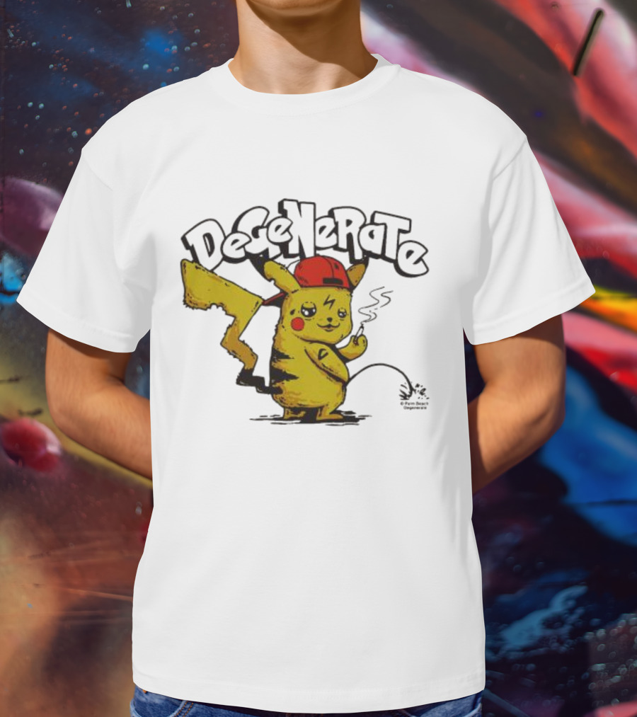Degenerate Pikachu Smoking With Red Hat T-Shirt