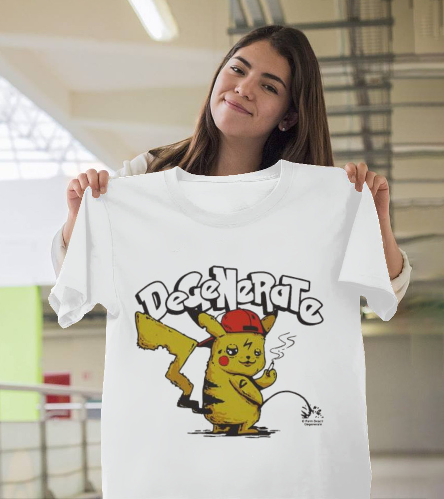 Degenerate Pikachu Smoking With Red Hat T-Shirt
