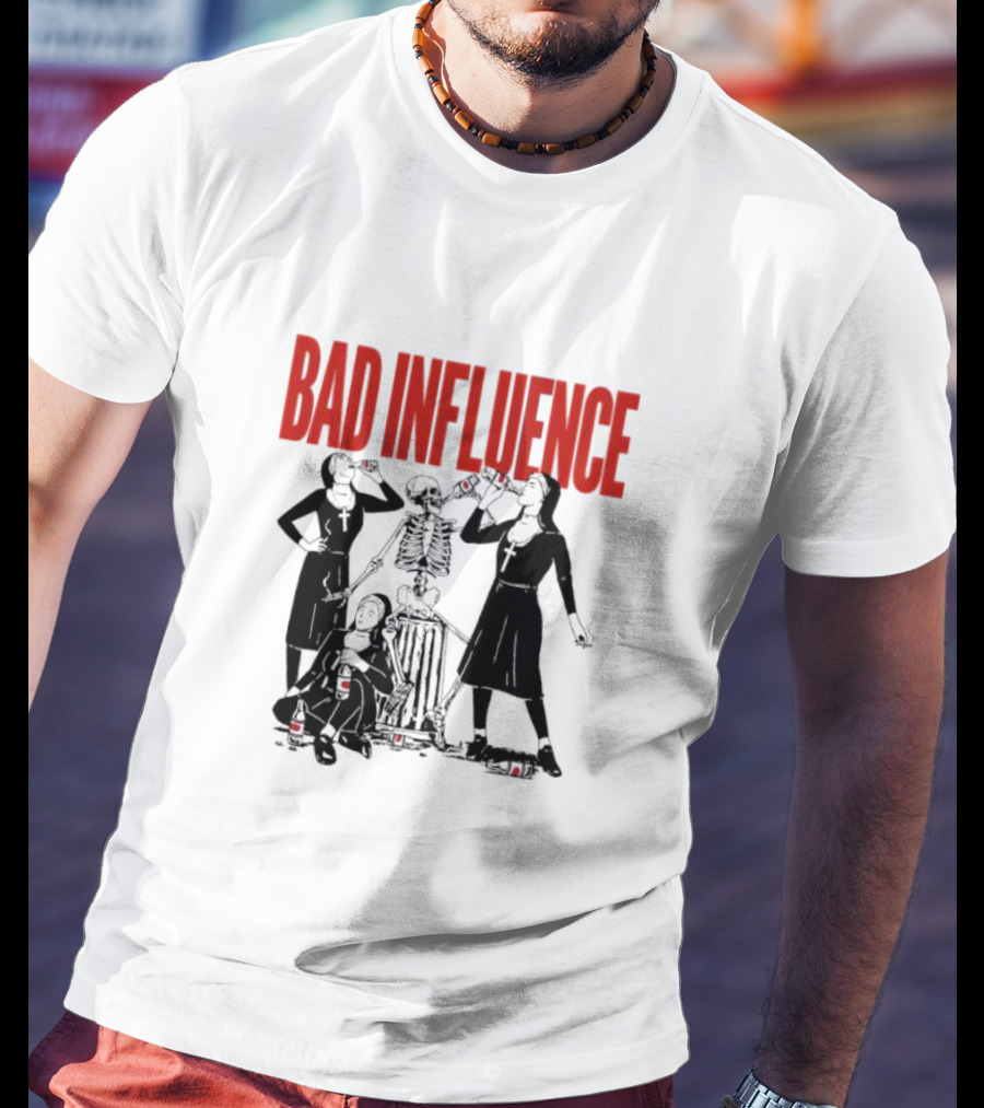 Bad Influence Nuns Partying With Skeleton T-Shirt