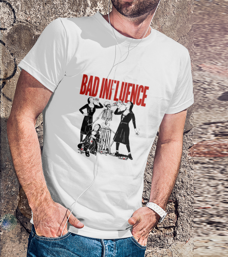 Bad Influence Nuns Partying With Skeleton T-Shirt