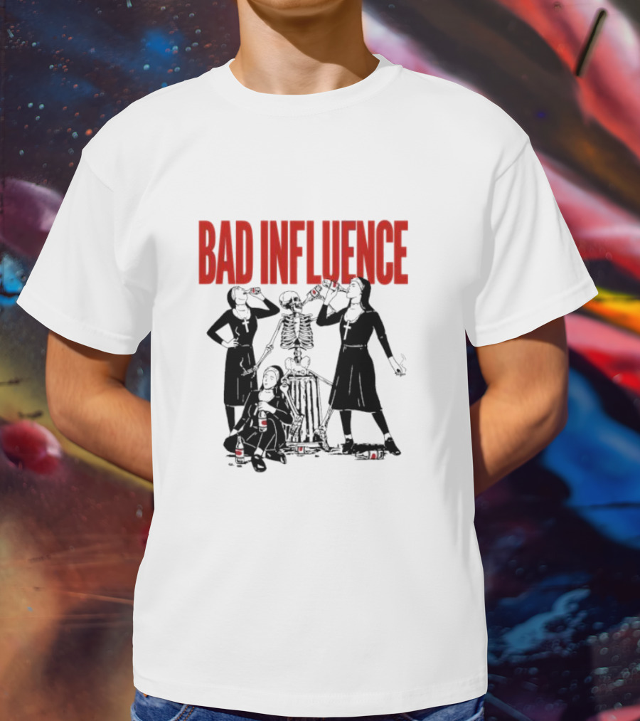 Bad Influence Nuns Partying With Skeleton T-Shirt