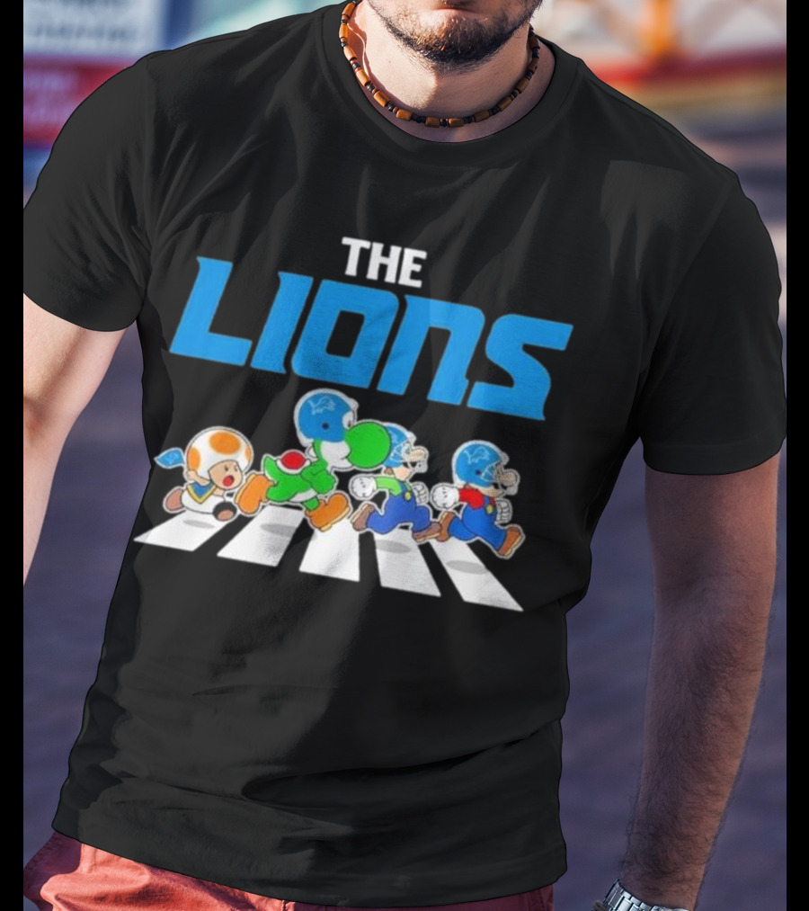 The Lions Mario Yoshi Toad Crossover Gaming Football Abbey Road T-Shirt