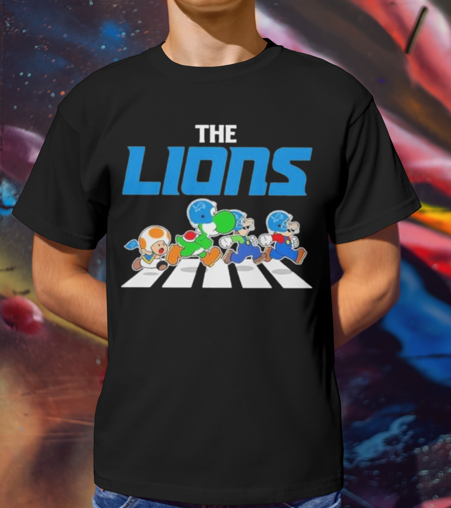 The Lions Mario Yoshi Toad Crossover Gaming Football Abbey Road T-Shirt