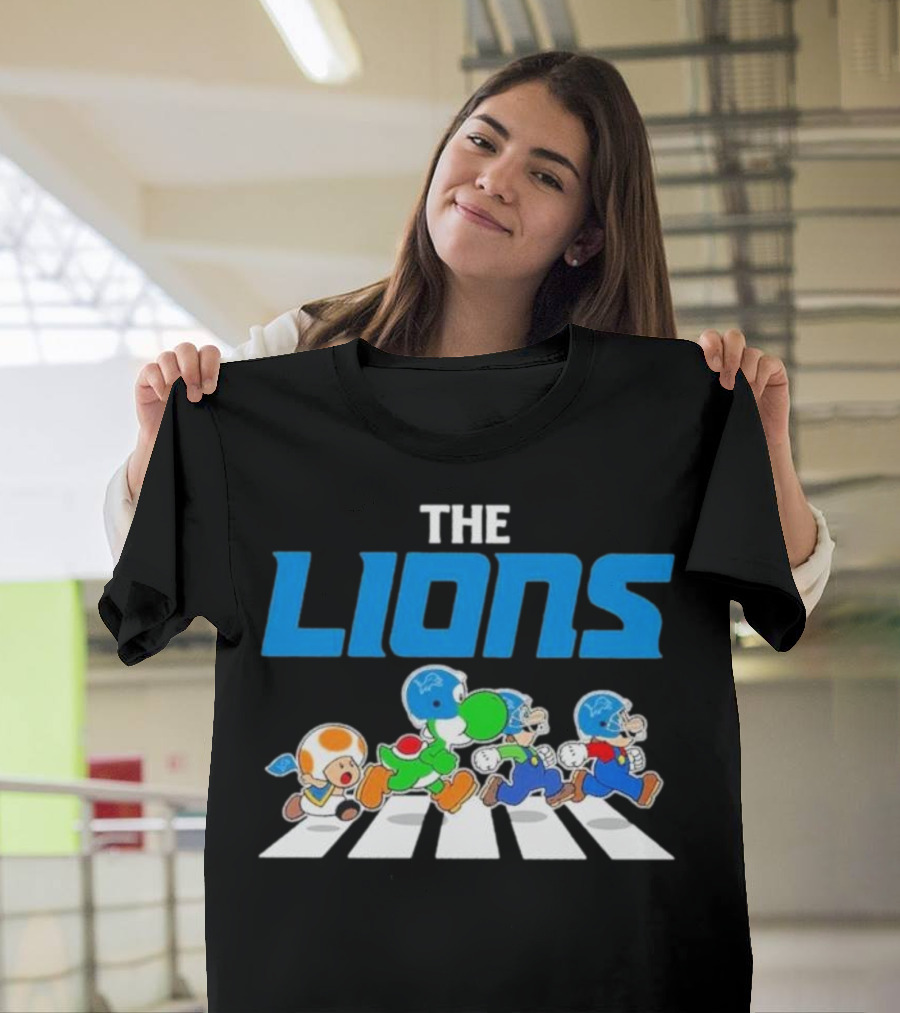 The Lions Mario Yoshi Toad Crossover Gaming Football Abbey Road T-Shirt