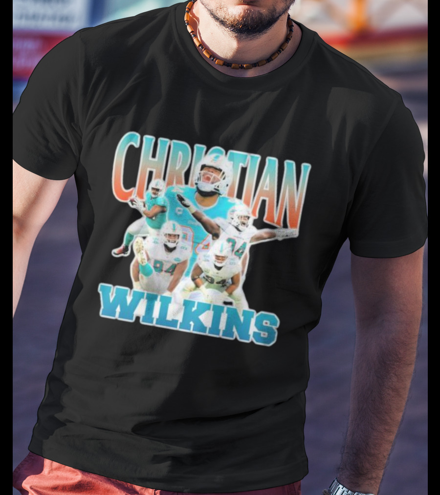 Christian Wilkins Miami Dolphins Football Player Collage T-Shirt