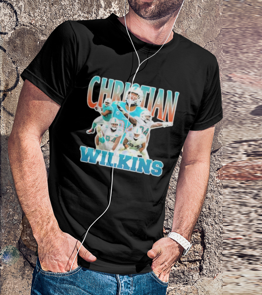 Christian Wilkins Miami Dolphins Football Player Collage T-Shirt