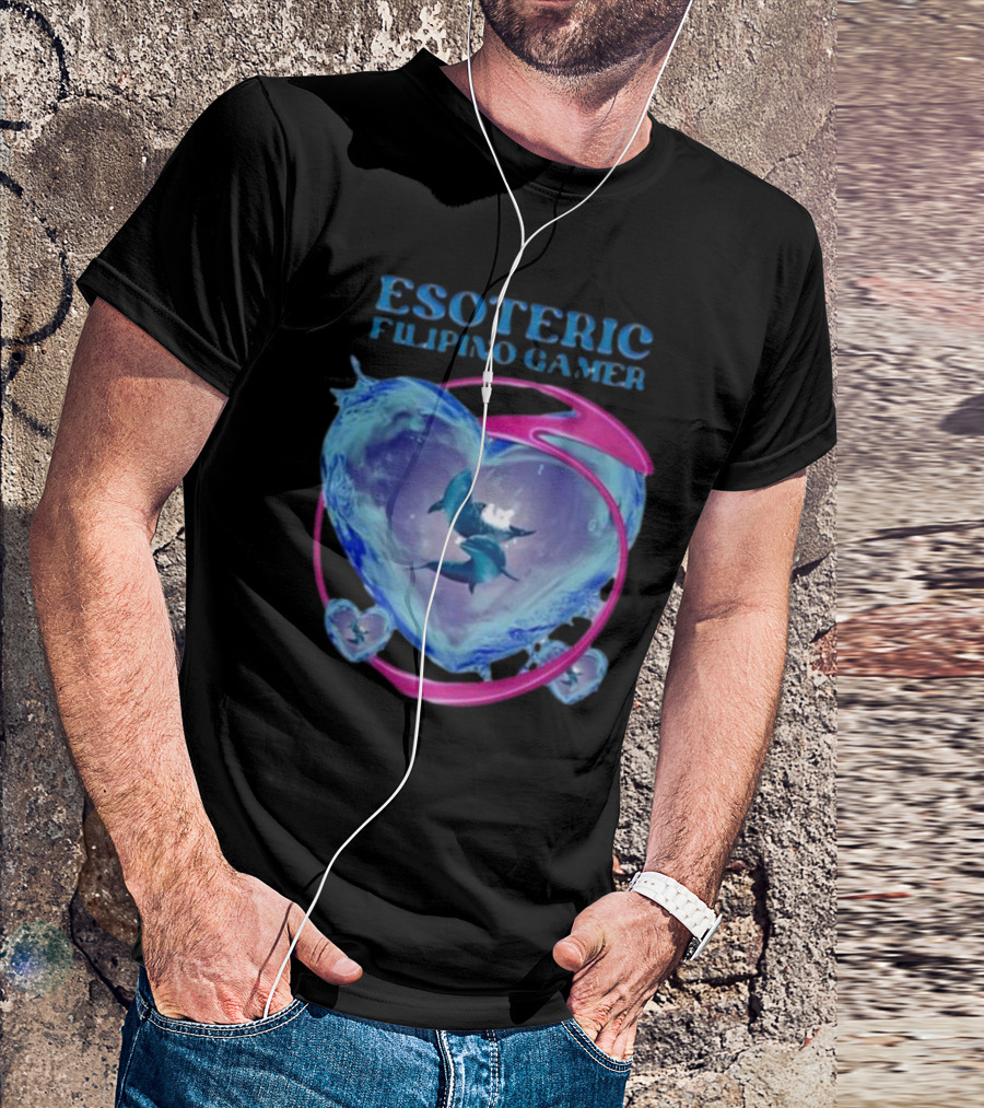 ESOTERIC FILIPINO GAMER Heart With Dolphins In Oceanic Sphere T-Shirt