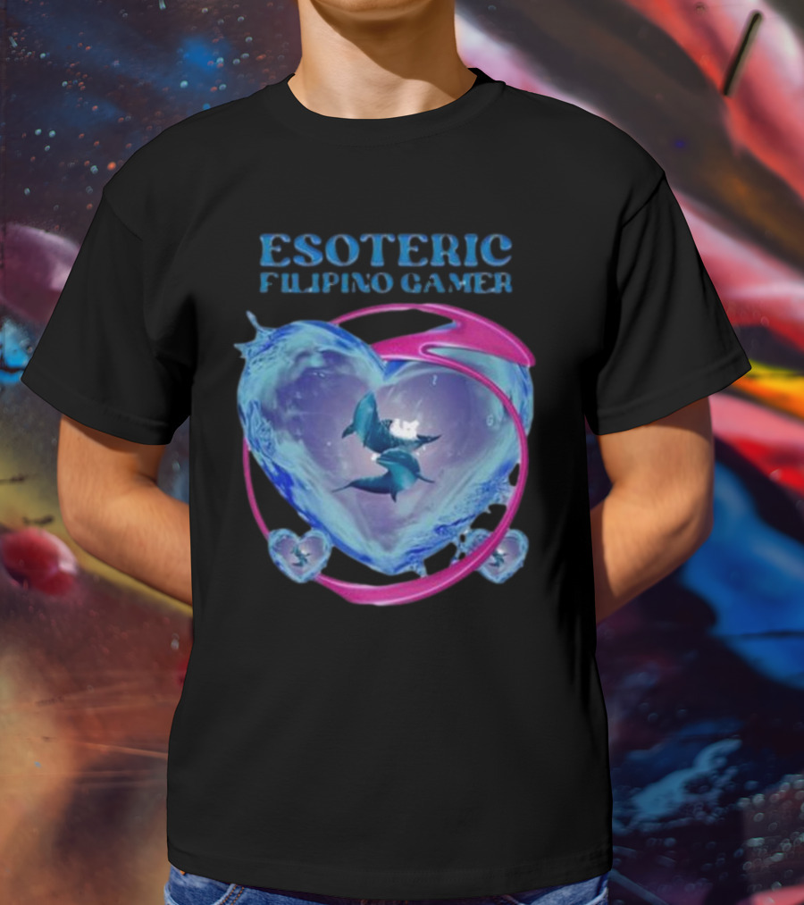 ESOTERIC FILIPINO GAMER Heart With Dolphins In Oceanic Sphere T-Shirt