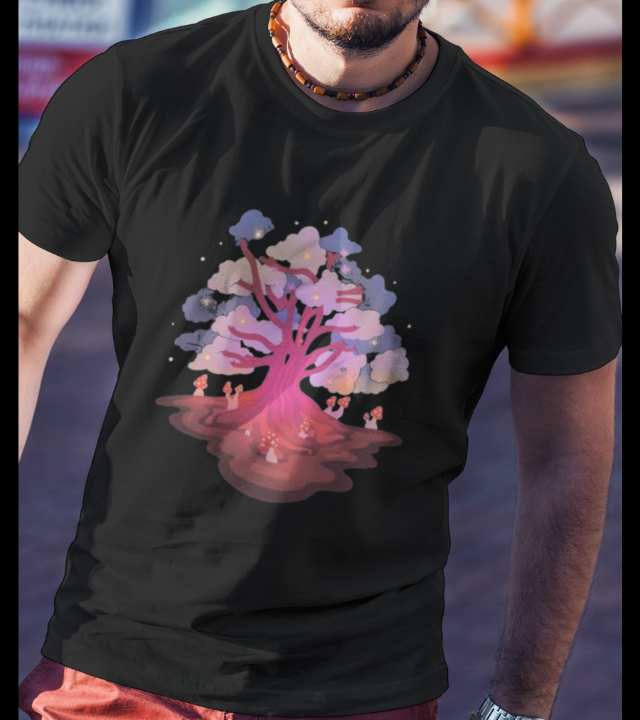 Glow And Grow Enchanted Tree With Mushrooms And Stars T-Shirt