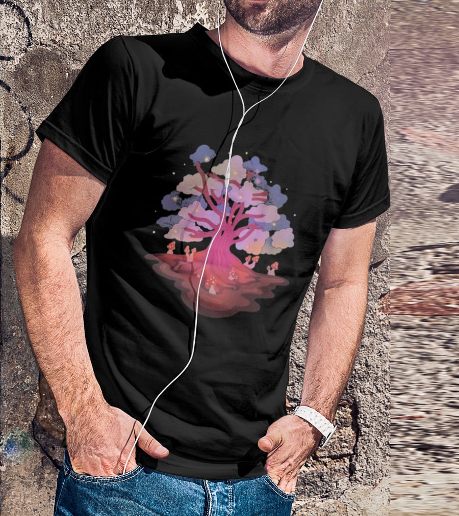 Glow And Grow Enchanted Tree With Mushrooms And Stars T-Shirt