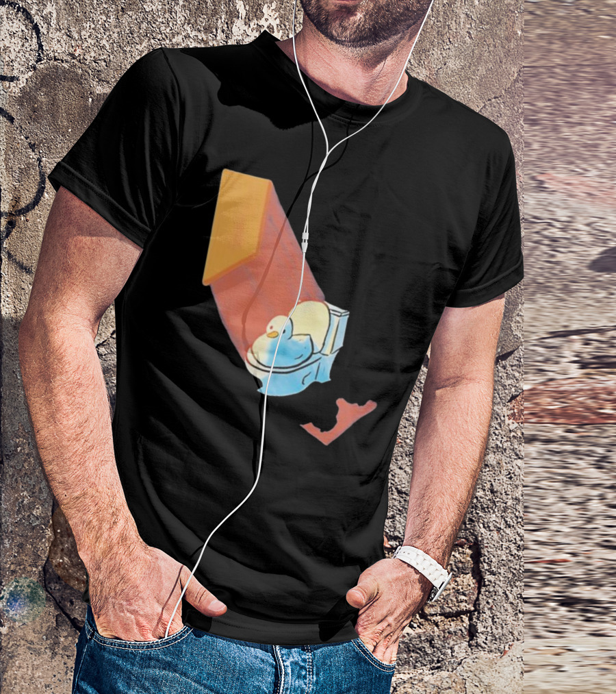 Groovy Space Duck Relaxing In Cosmic Beam On Toilet T-Shirt