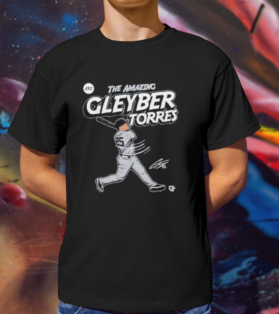 The Amazing Gleyber Torres Comic Book Style With Signature And Baseball Action T-Shirt